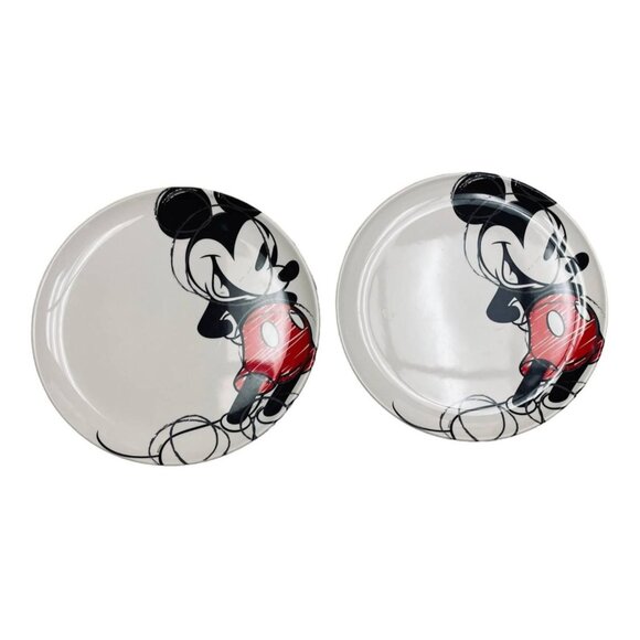 Zak Designs Disney Mickey Mouse 10" Dinner Plates 2 Collectible Red Black - Picture 2 of 5